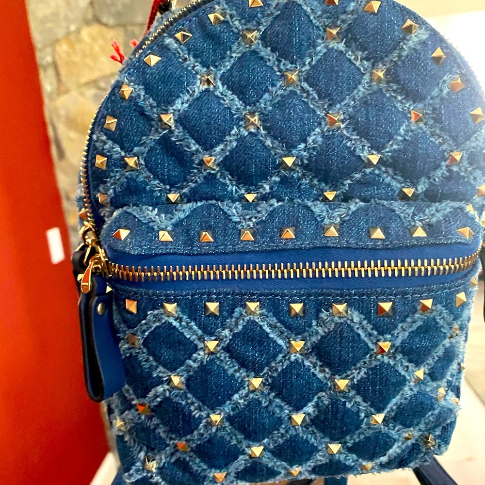 Valentino Rock Studded Blue denim backpack